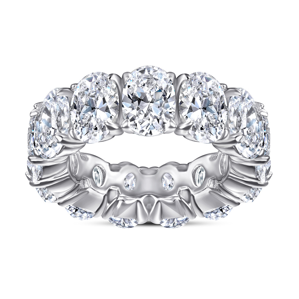 Women's S925 Silver Moissanite Eternity Ring, Classic Full Pave Band