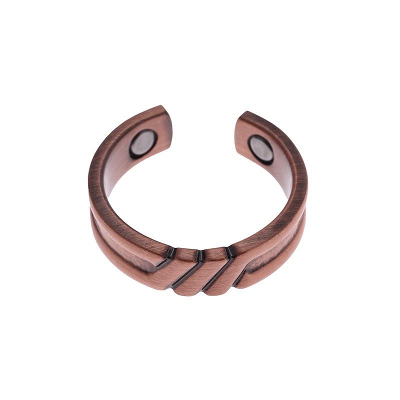 Copper Open Ring with Vintage Geometric Design