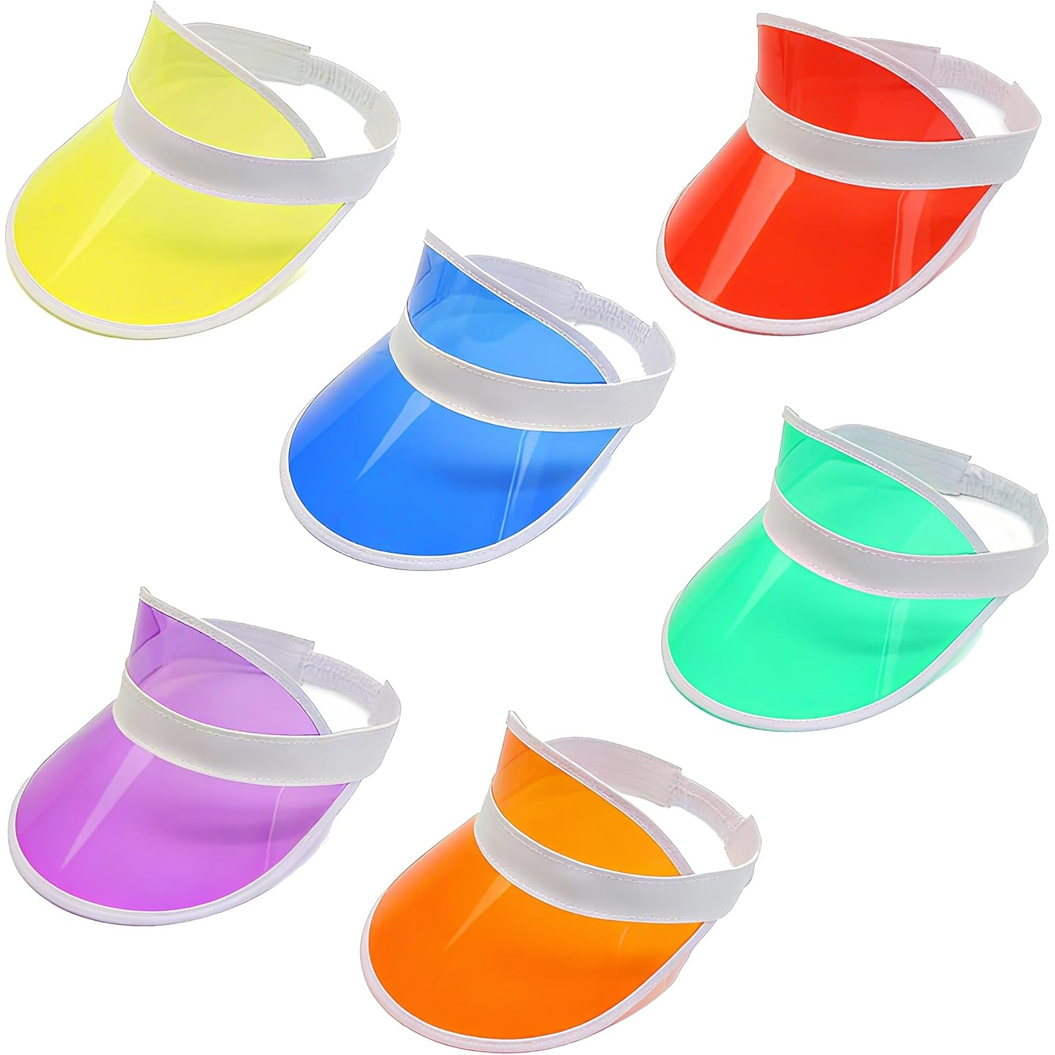 E-shop Set mit 6 Neon-Sonnenblenden aus Kunststoff - Premium-Sonnenblenden, geeignet für Damen und Herren, hergestellt aus transparentem Kunststoff,