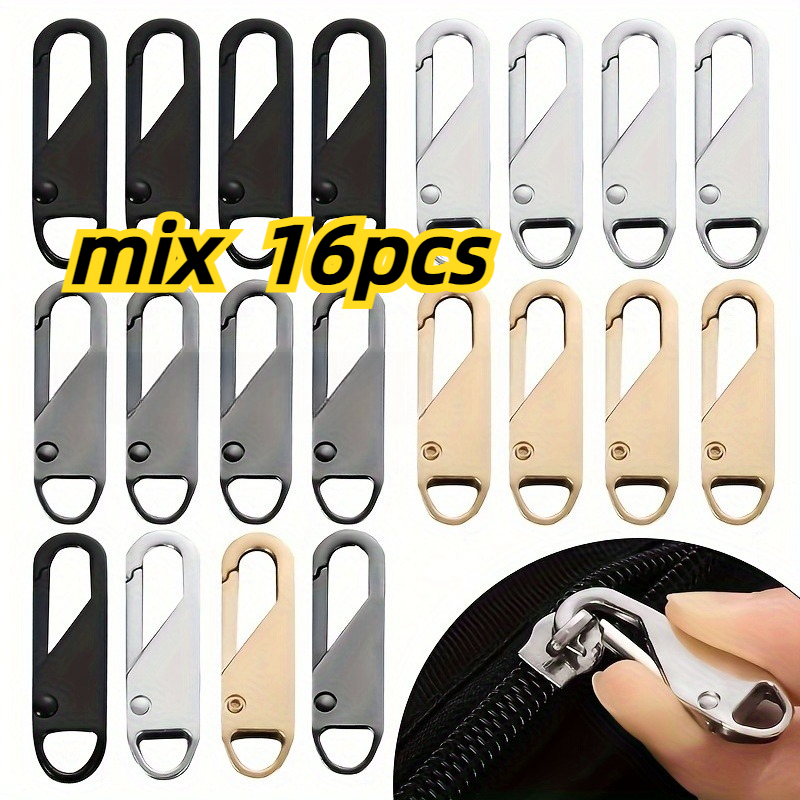 E-shop 16 Stück Reißverschluss-Zipper-Ersatz – Einfache Montage, Langlebige Metall-Schieber in Verschiedenen Farben – Ideal für Koffer, Jacken & Mehr –