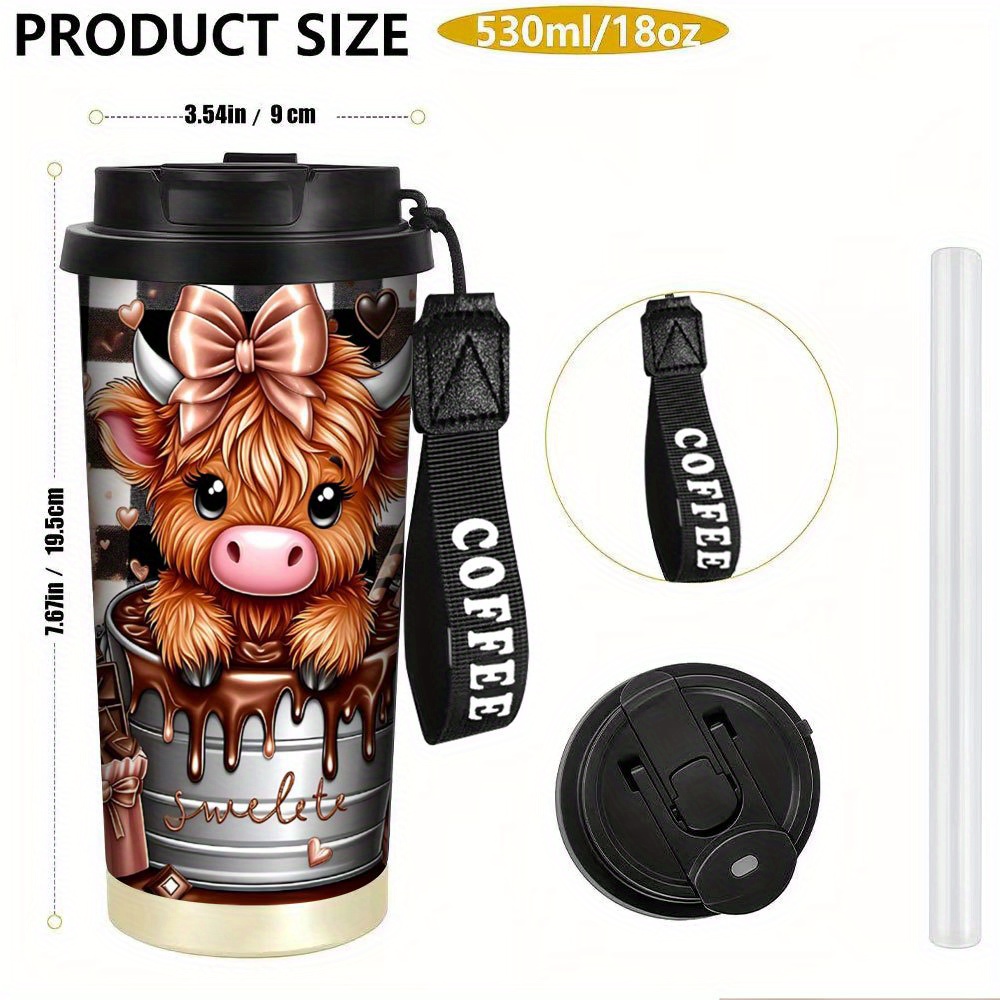 Image of 1pc 18oz Stainless Steel Travel Cup With Lid, Ideal For Hot Or Cold Beverages, Perfect For Outdoor Activities, Great Gift For Valentine's Day, Easter, Birthdays