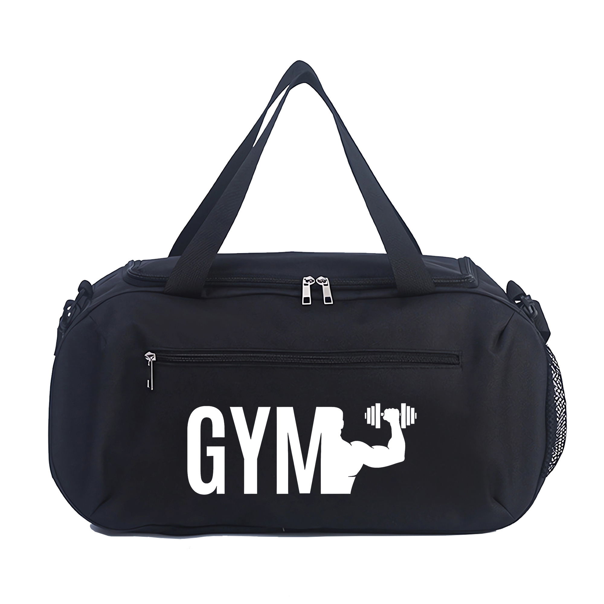 Gym Fitness Theme Print Duffel Bag, Athletic Carryall, Large Capacity Lightweight Sports Bag With Reinforced Grab Handles, Machine Washable Oxford Fabric For Yoga, Fitness Training