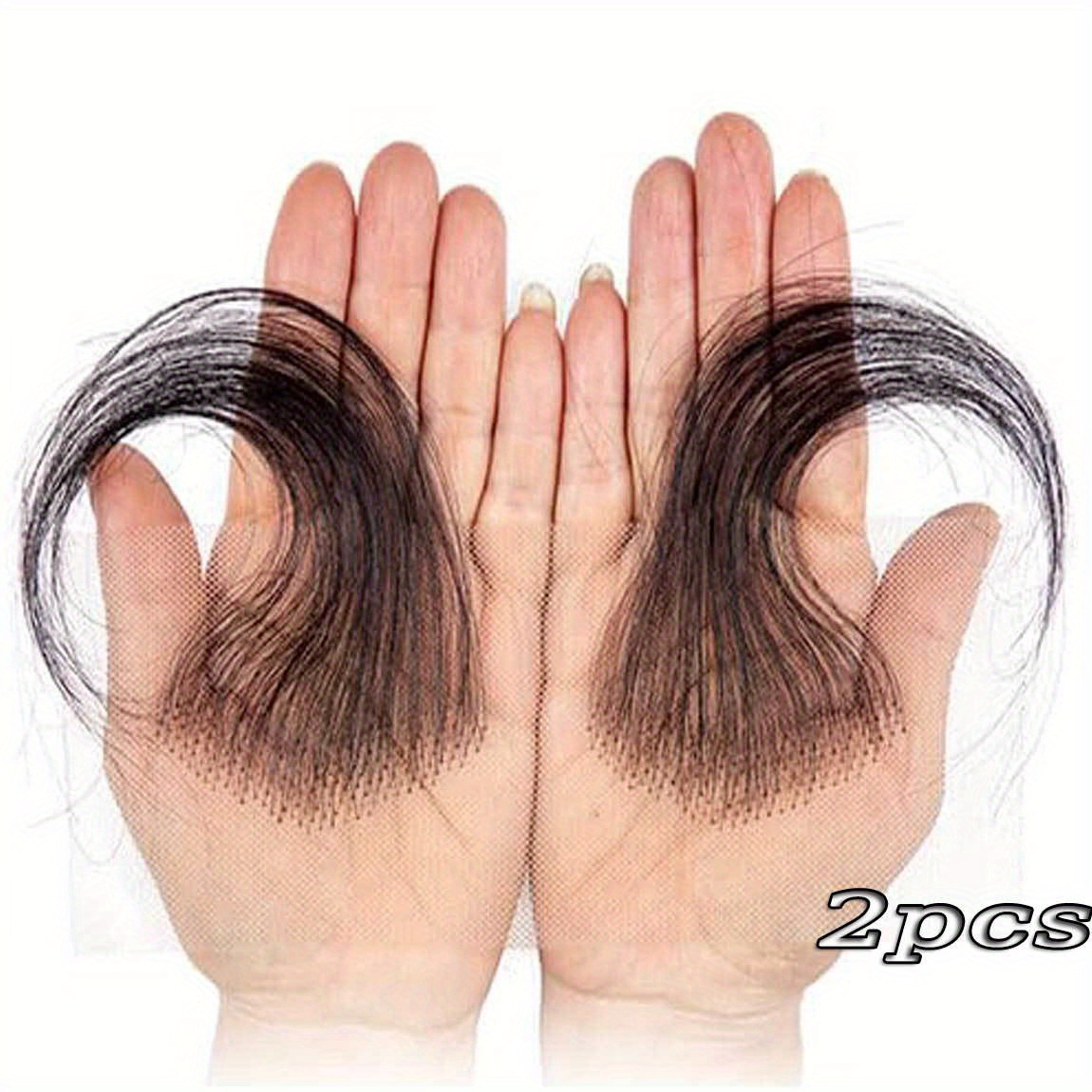 TEMU Set Of 2 Hd Lace Fluffy Baby Hairs Made From Reusable Virgin Human Hair, Featuring Lace For An Invisible Hairline, Designed For Women In Black