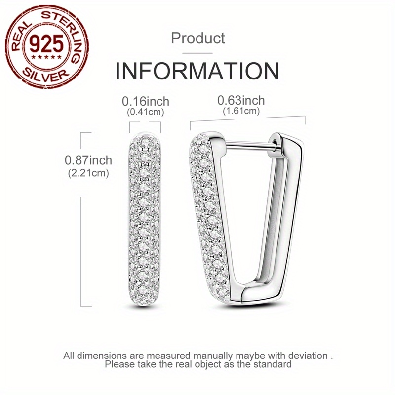Women's Sparkling Rectangular Hook Earrings, Hypoallergenic