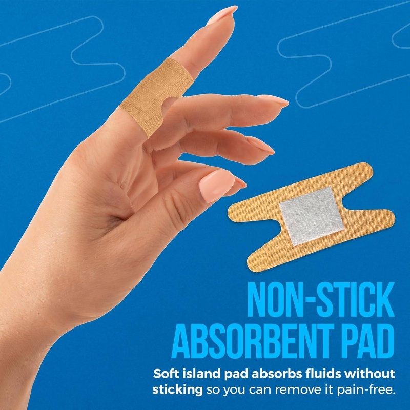 Flexible Fabric Bandages - Flex Fabric Adhesive Bandages Knuckle Bandages Finger Care and to Protect Wounds from Infection - Count Box