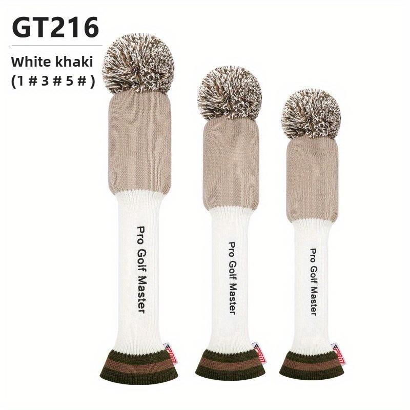 Multipack * Golf Club Headcovers, Acrylic Knit Fabric, Embroidered Protection Covers for Wood Clubs, Universal Fit, with Black, Green, Khaki for Golf