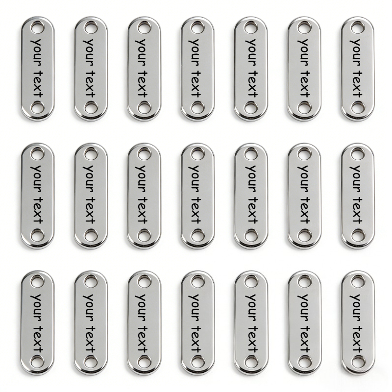 TEMU Etichette in metallo di acciaio inossidabile da 20 pz/5 pz con testo personalizzato al laser, per etichette da cucire su ed etichette per con