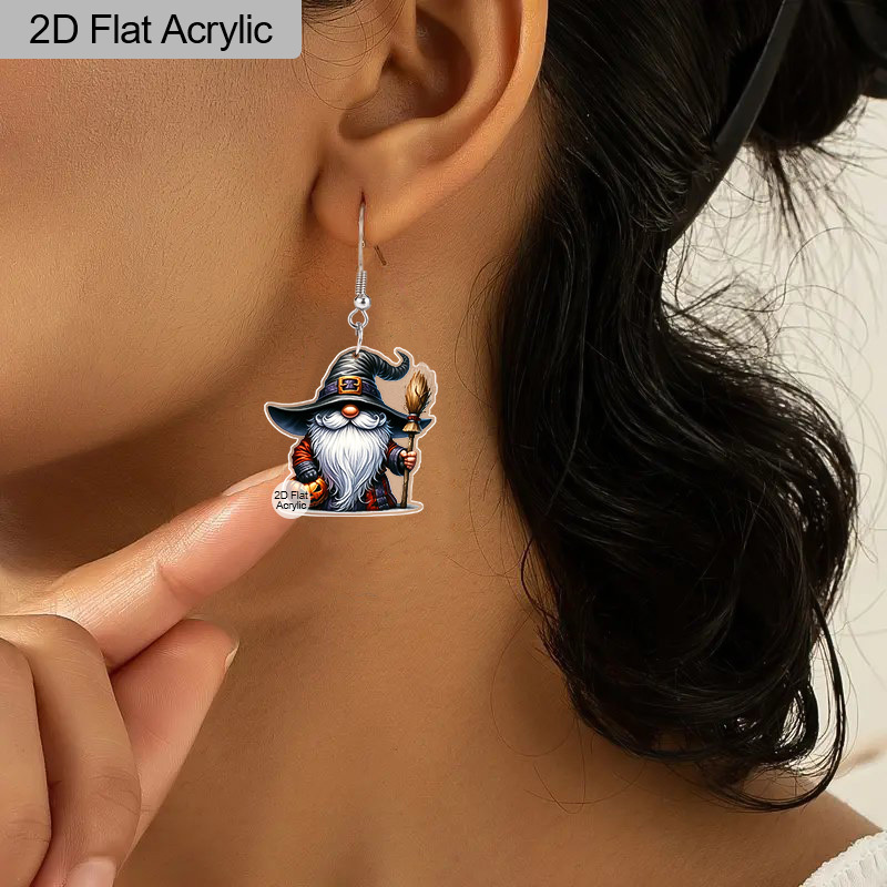 Halloween Witch Gnome Pumpkin Acrylic Earring Set, 6 Pairs