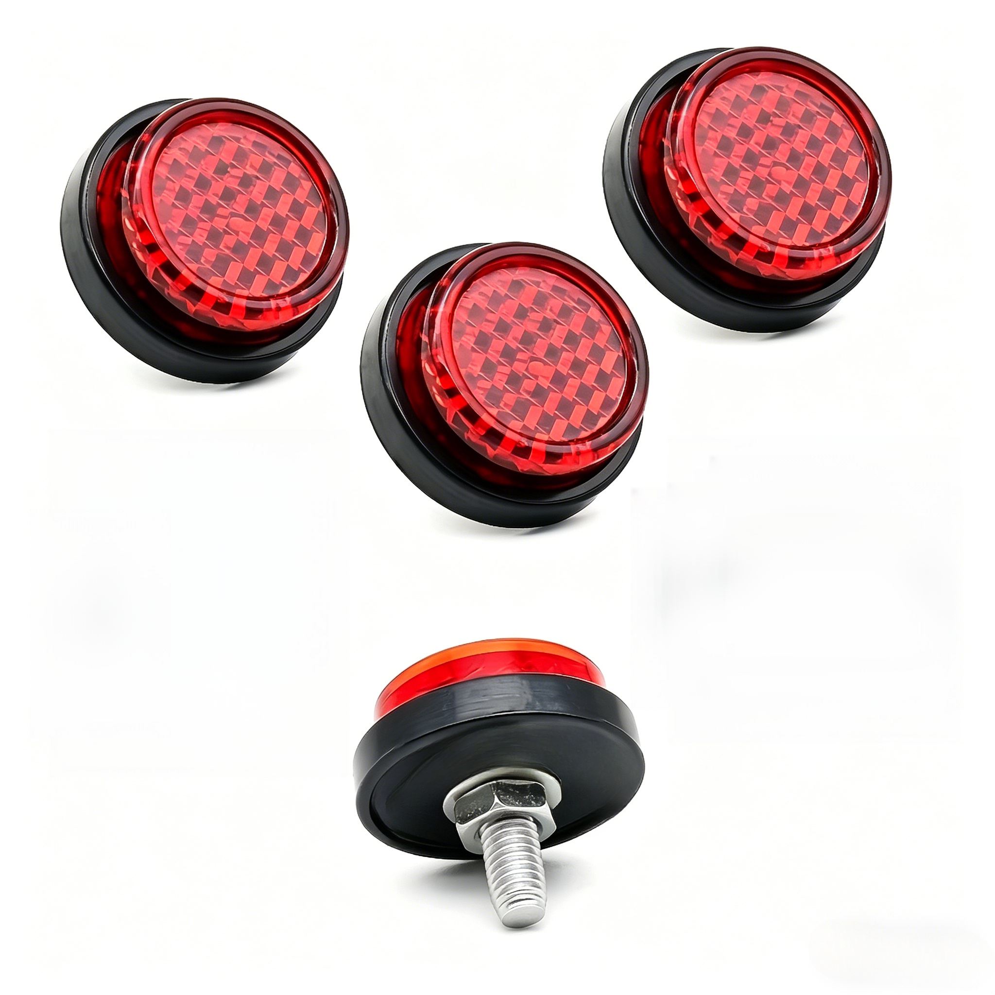 TEMU 4 Motorcycle License Plate Fasteners With Reflectors- Heavy-duty M5 Screw Tags, Red/reflective Bolts And Nuts, Suitable For Motorcycles,