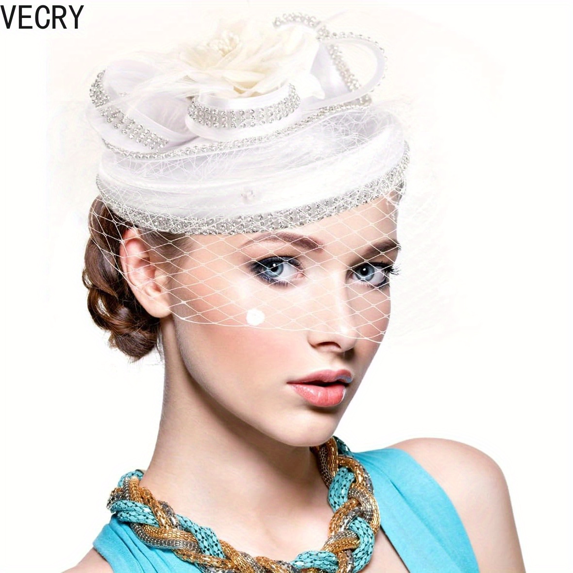 Elegant Women\'s Fascinator Hat with Flower and Feathers for Wedding Derby Women main image 3