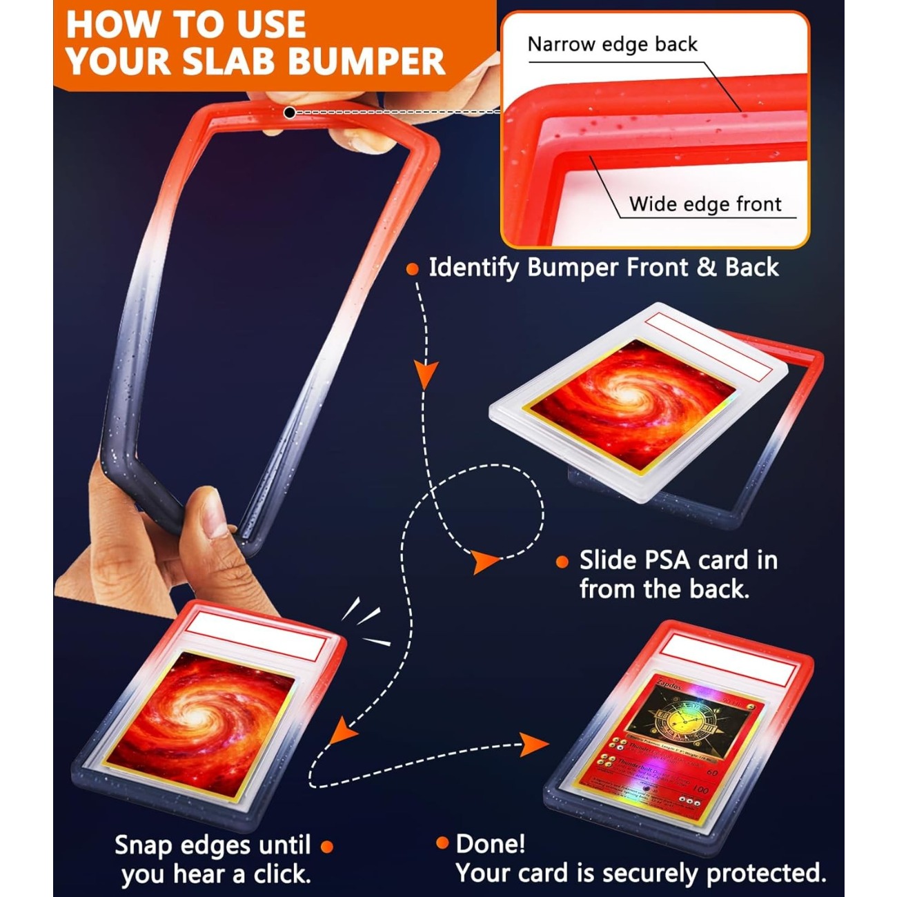 1pc Hard TPU Bumper Guard Slab Case Compatible for PSA Graded Cards, Suitable for Trading Card Protective Cover with Shockproof Edge Protection, Slab Edge for PSA Holders, Collector' Trading Card Protection