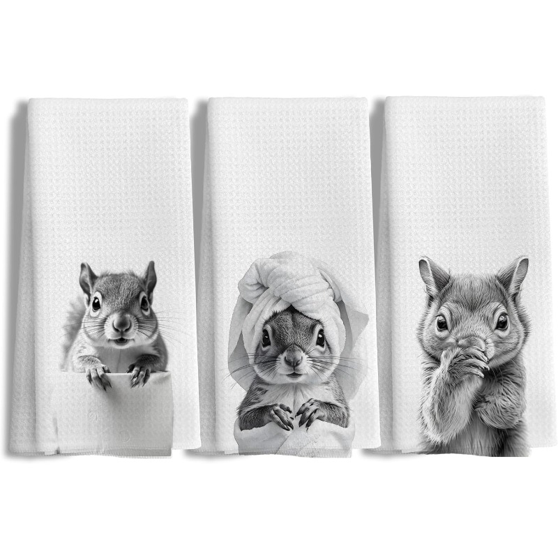 TEMU 3pcs 18x26 Inch Funny Squirrel Hand Towels For Bathroom Kitchen Decor, Gifts, Funny Bathroom Hand Towels