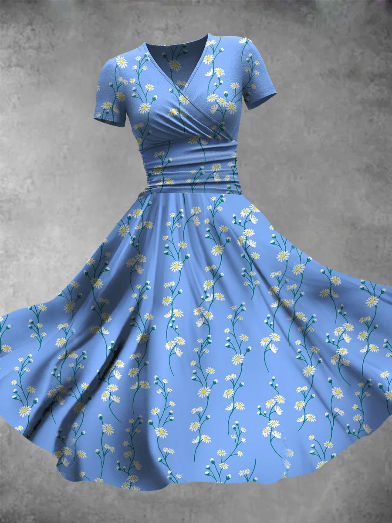 elegant blue floral maxi dress women fitted v neck summer - Temu