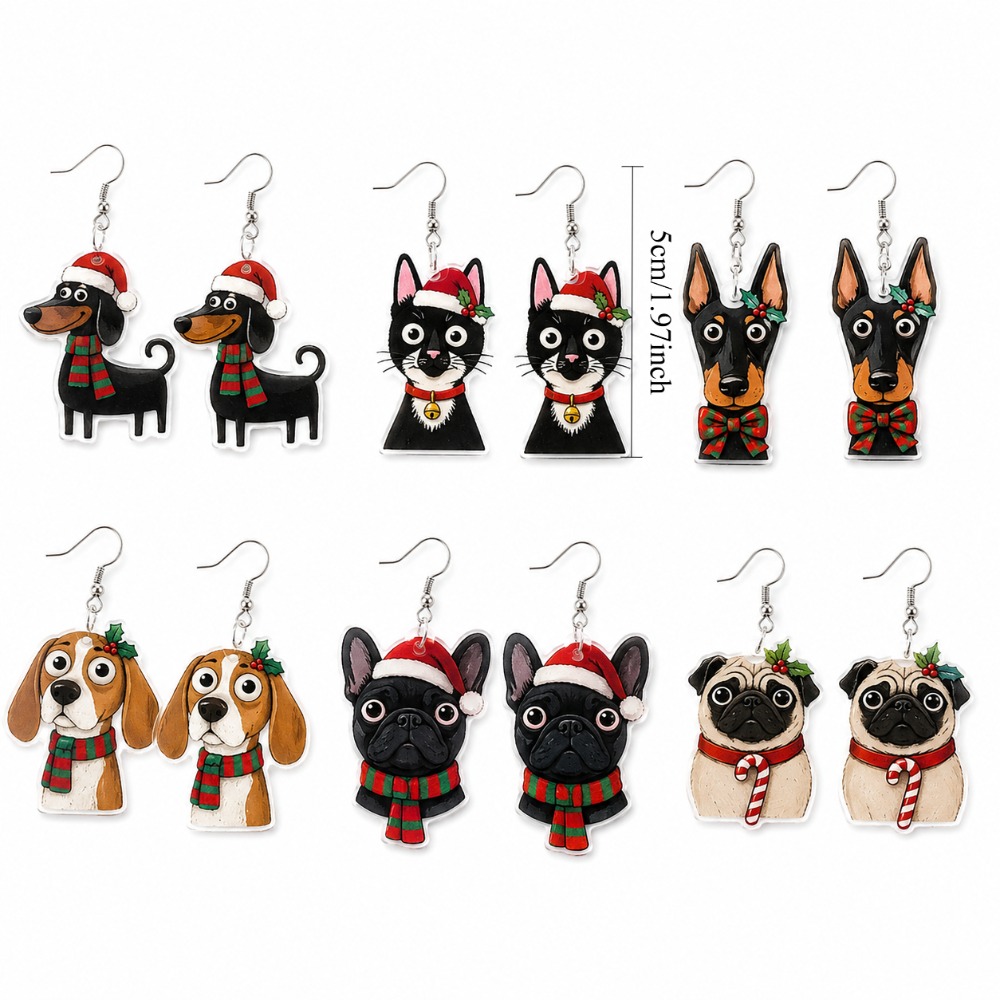 TEMU 12pcs Women's Earring Set, Cute Cartoon /jewelry Set/fashionable And Trendy/classic And Unique/christmas Theme, Suitable For Parties, , Daily