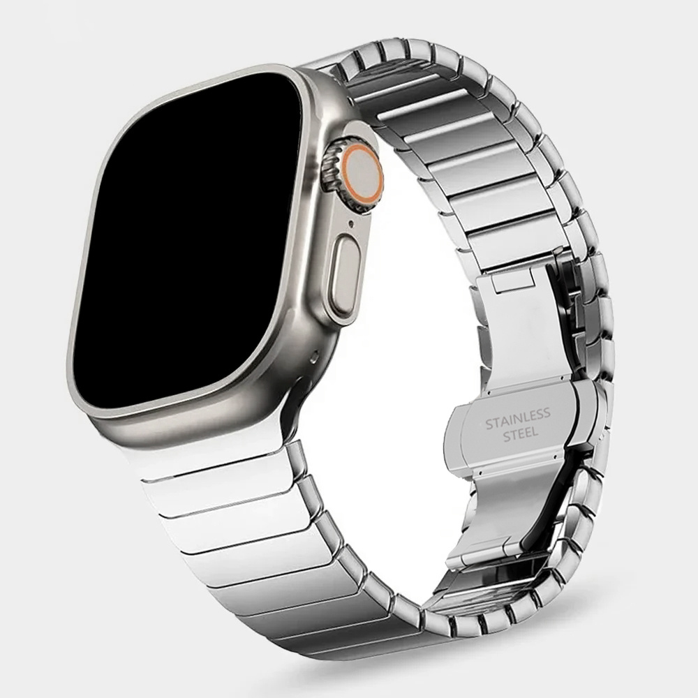 Image of Adjustable Stainless Steel Replacement Band For Watch 3 2 1 49mm Series 12 46mm 11 10 9 8 Se 46mm 45mm 44mm, Adjustable Stainless Steel Bracelet, Elegant Business Metal Replacement Strap For Men Women