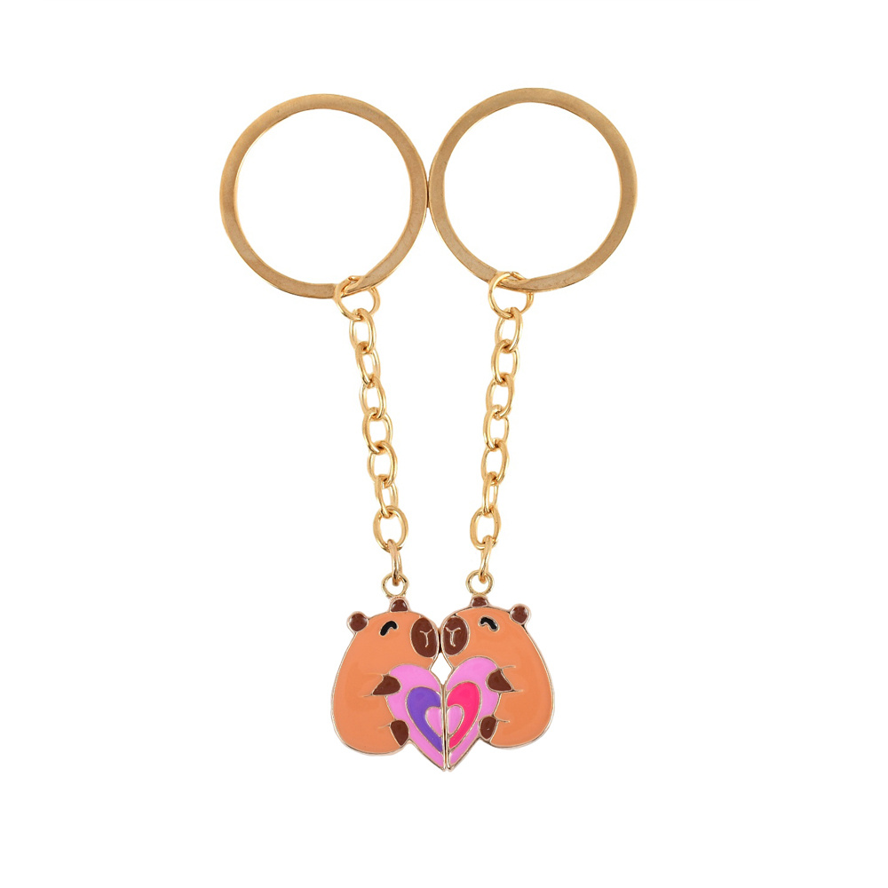 Set Of 2 Capybara Heart-shaped Keychains