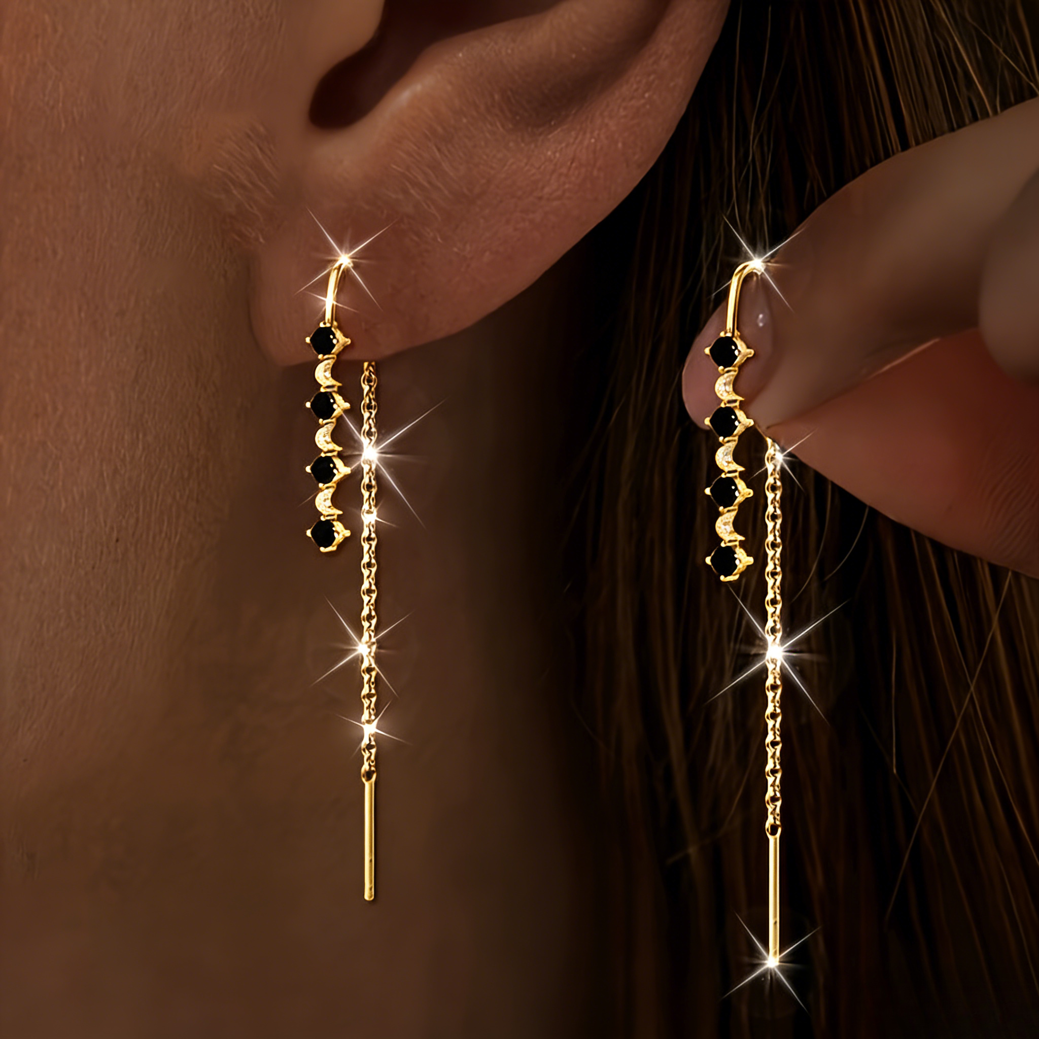 TEMU Boucles d'oreilles à pompons noirs, 2 pièces, accessoires d'oreille à pompons tendance pour femme, ensemble avec synthétique noire, style cool,