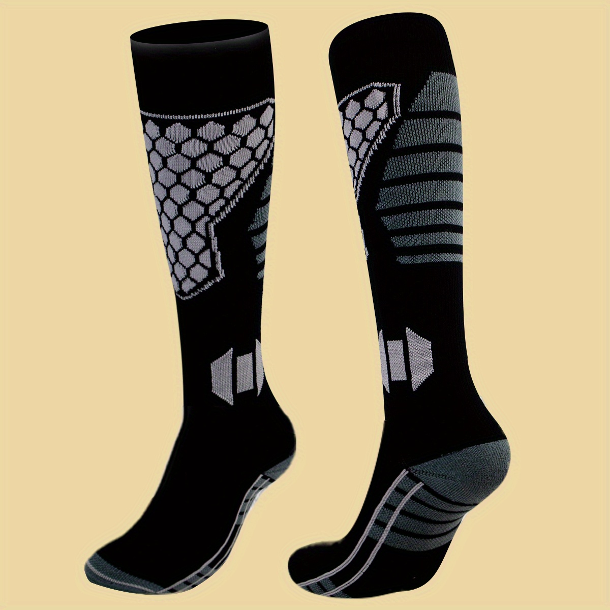 Image of 1 Pair Of Ski Socks For Men In Winter, Warm And Thick, Suitable For Cycling, Hiking, Running, And Hiking