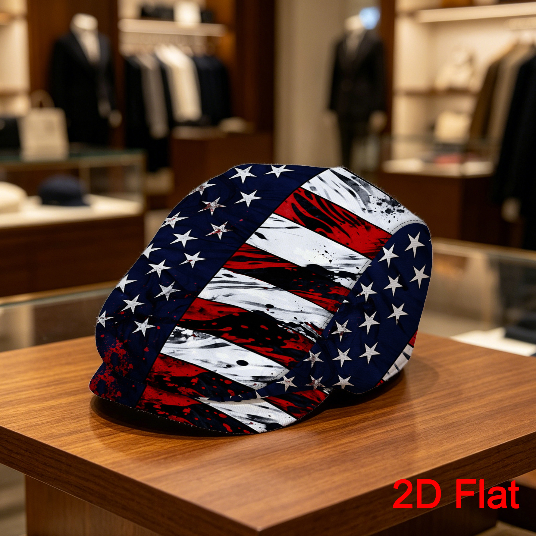 TEMU 1pc 2d Flat With American Distressed Grunge Art Print Vintage Hat Painter's Hat Breathable Stylish Perfect For Daily Wear Graduation Back-to-