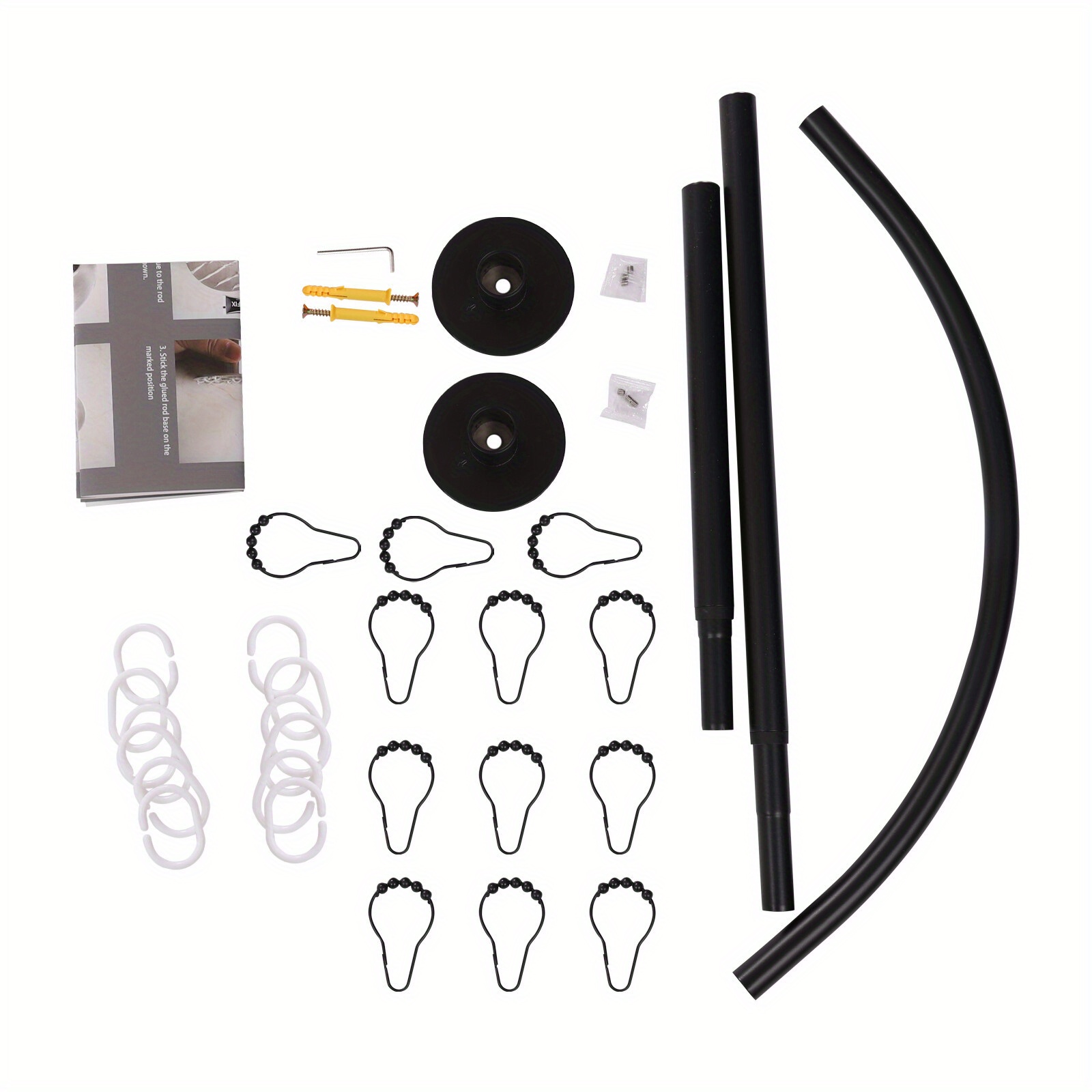 Rod With Shower Curtain Rings For Wardrobe Bathroom Changing Room Corner Shower