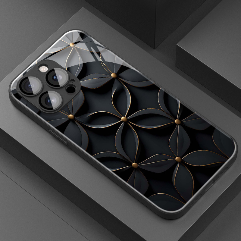TEMU Phone Case: Modern Aesthetic Minimalist Three-dimensional Black And Decorative Pattern Phone Case With Lens Protection For Iphone 16/16 Pro/16
