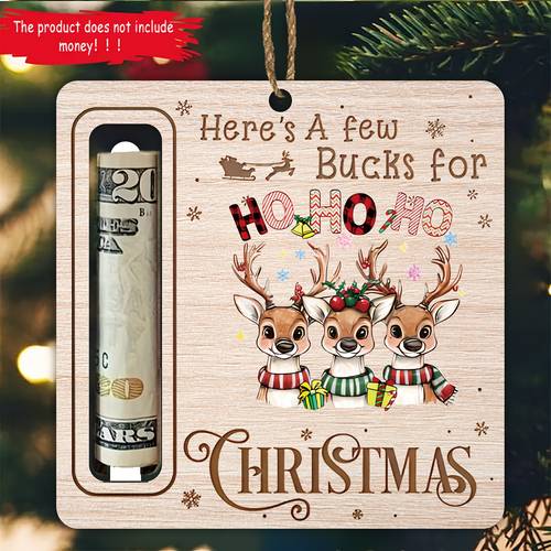2d flat 2d plane wooden christmas money saving box with deer and snowflake design a few for chores suitable for home decoration no cash included