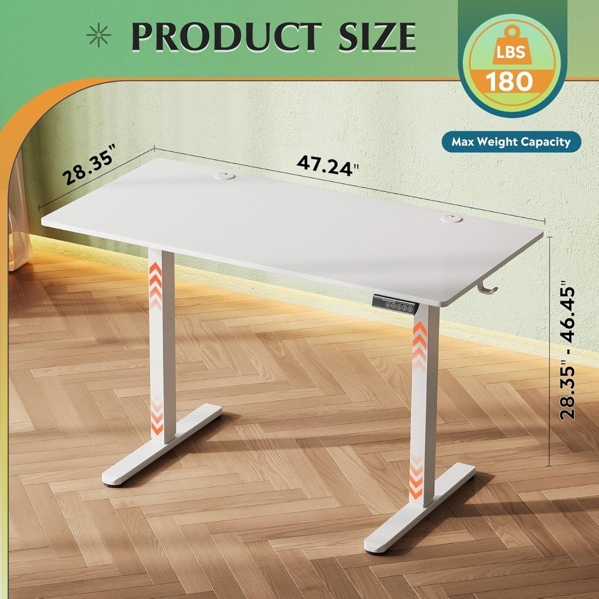 55×28 Inch Electric Standing Desk with Drawers | 3 Adjustable Height, Storage Shelf, Built-in USB Outlet, Memory Preset, Sit to Stand, Contemporary Style, White, Engineered Wood Top, Box Drawers, Floor Mount, by GALAXHERO