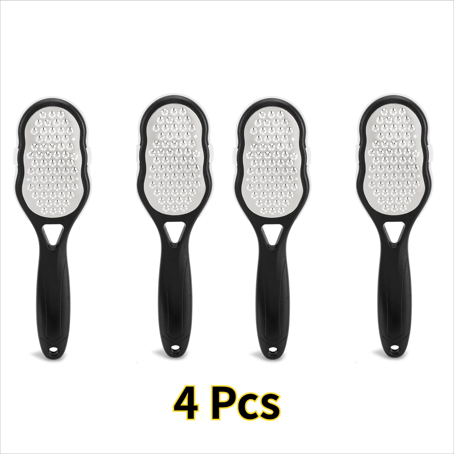 Image of Set Of 4 Foot Files Featuring A Skin Catcher, Made Of Stainless Steel, Designed For Removing And Dead Skin During Pedicures. Ideal As Gifts For Easter And Mother's Day