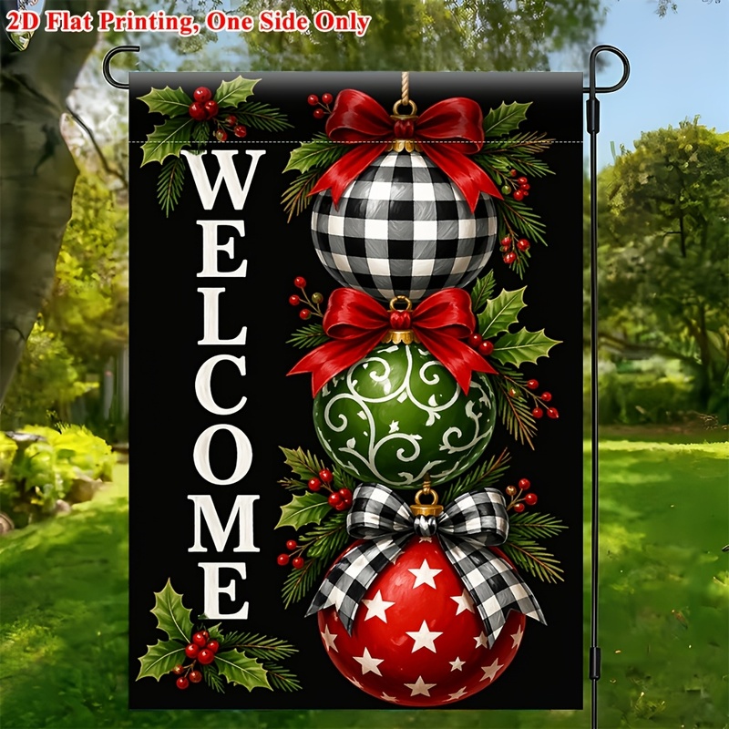 TEMU 2d Flat, 2d Flat - 1pc 2d Garden Flag, Welcome Theme Double-sided Printed Yard Flag, Durable Polyester Seasonal Outdoor Home Yard Decoration,