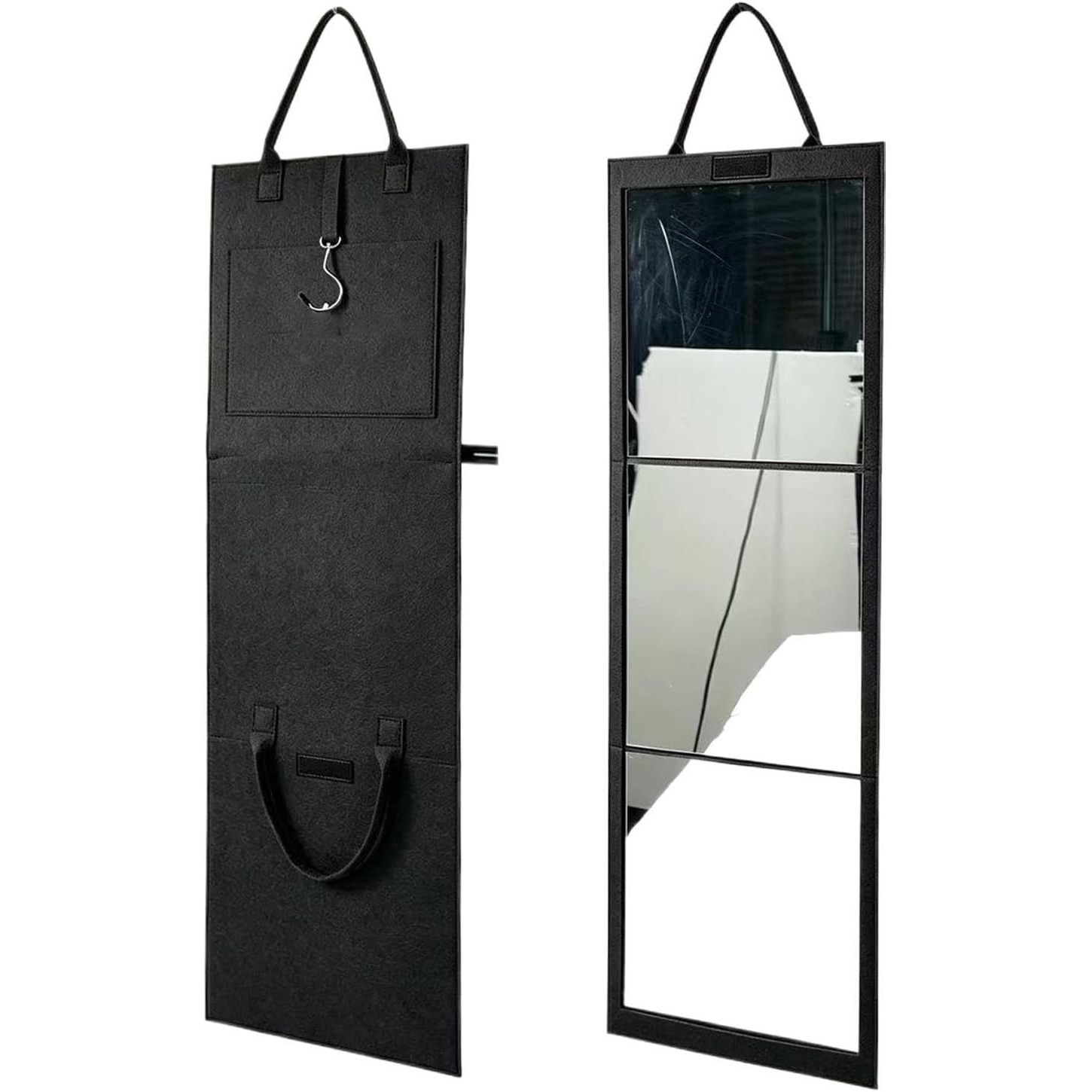 TEMU Full-length Mirror Suitable For Bedroom & - Foldable Shatterproof Acrylic Mirror With Hanging Frame, Space-saving, Portable Hanging Mirror For