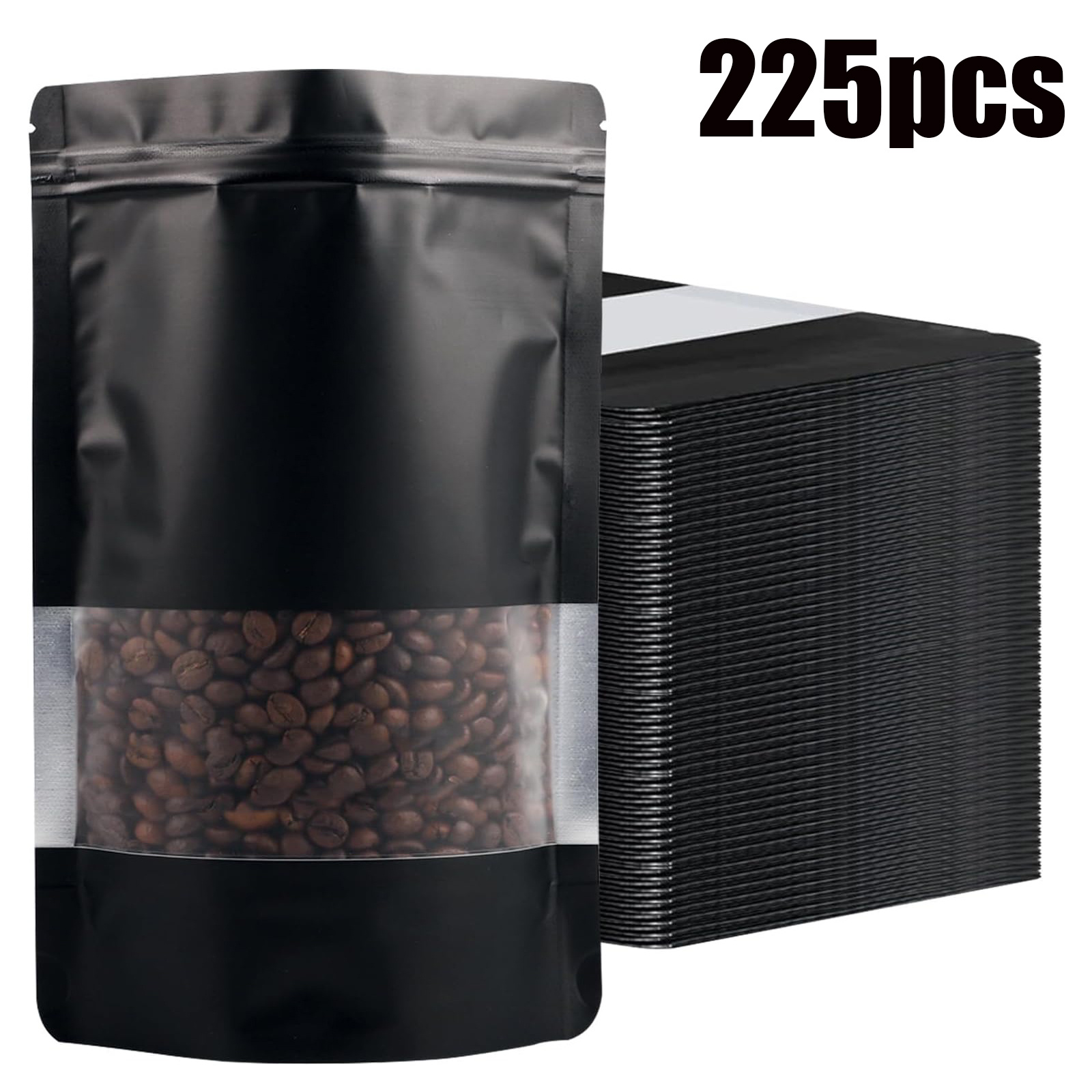 TEMU 225 Resealable Mylar Bags, Odor-proof Pouches With A Matte Window, Zipper Lock Foil Packaging (black, 9x13cm), Ideal For Travel And Food Storage