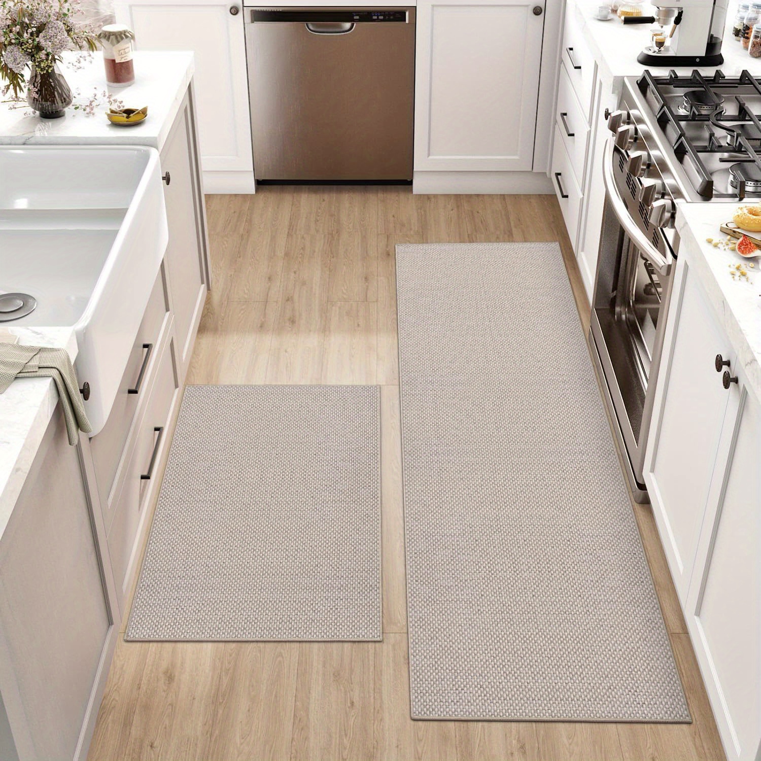 TEMU 2pcs Kitchen Rugs And Mats Non Skid Absorbent Runner Rugs For Kitchen Laundry