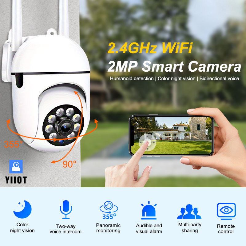 1pc WIFI Security Camera, 2MP Wireless High-definition WiFi IP Camera, Home Security System, Motion Detection, Two-way Audio, Color Night Vision, PTZ, Video Surveillance Camera YIIOT details 1