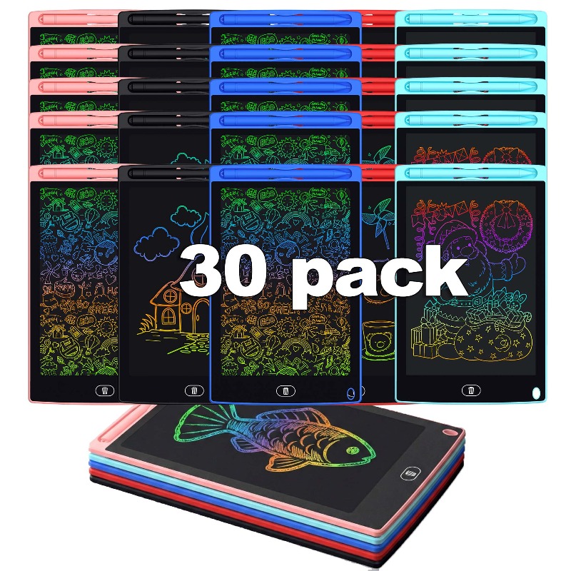 30-pack 8.5-inch Color Lcd Writing Tablet | 5-color Mixed Erasable Doodle Board | Reusable Kids Drawing Pad | Educational Toy | Suitable 3–8