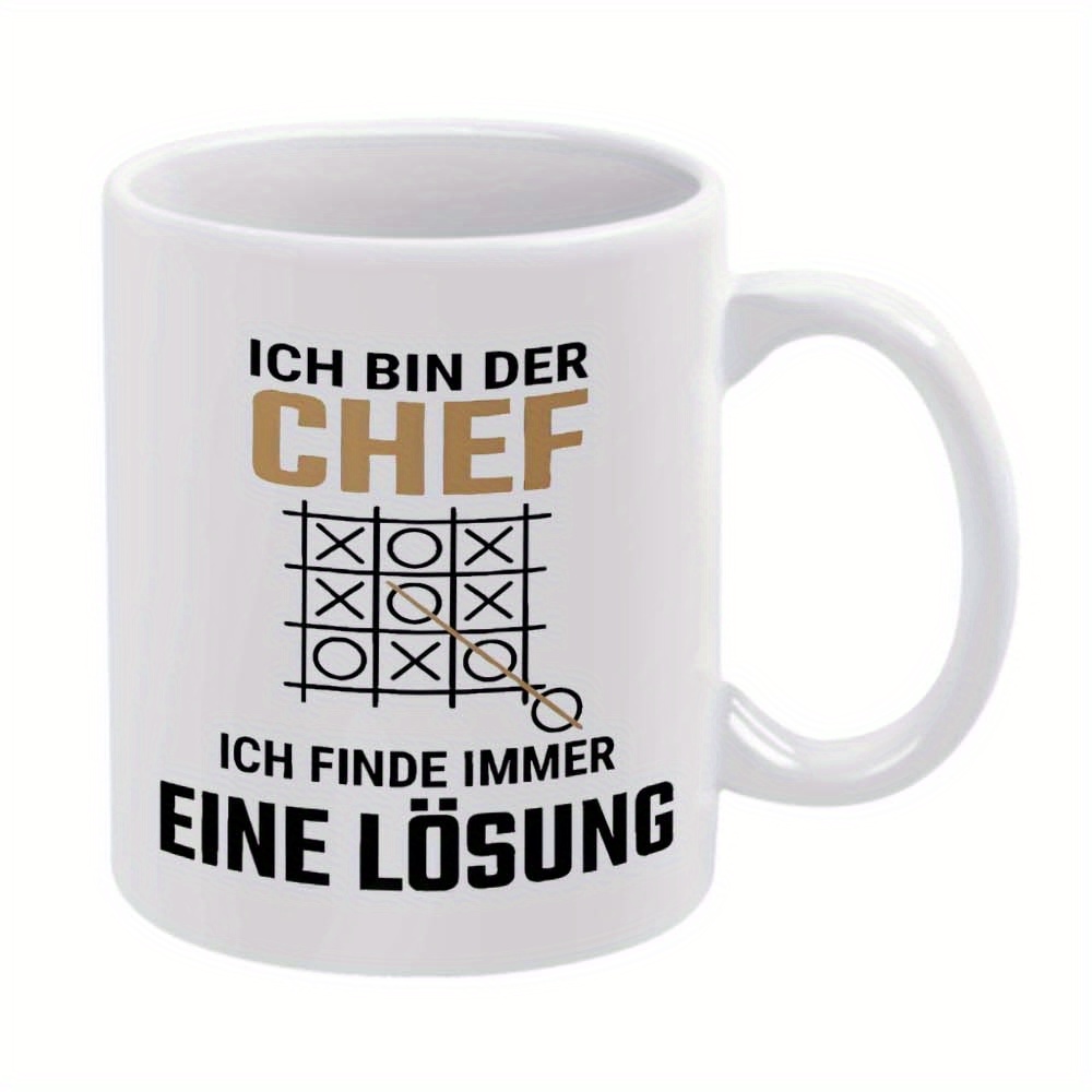 Image of 1pc "ich Der Chef" Humorous Ceramic Mug 11oz - -toe Design, White Coffee Cup For Beverages, Perfect Birthday & Holiday Gift Idea, Hand Wash Only, Drinkware | Mug Design | Durable Drinkware