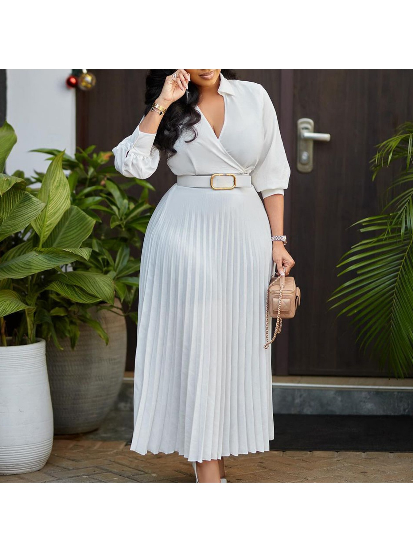 chinese dress ladies A-Line Mother of the Bride Dress Wedding Guest Elegant Petite V Neck K –  JiMiss Dresses main image 1
