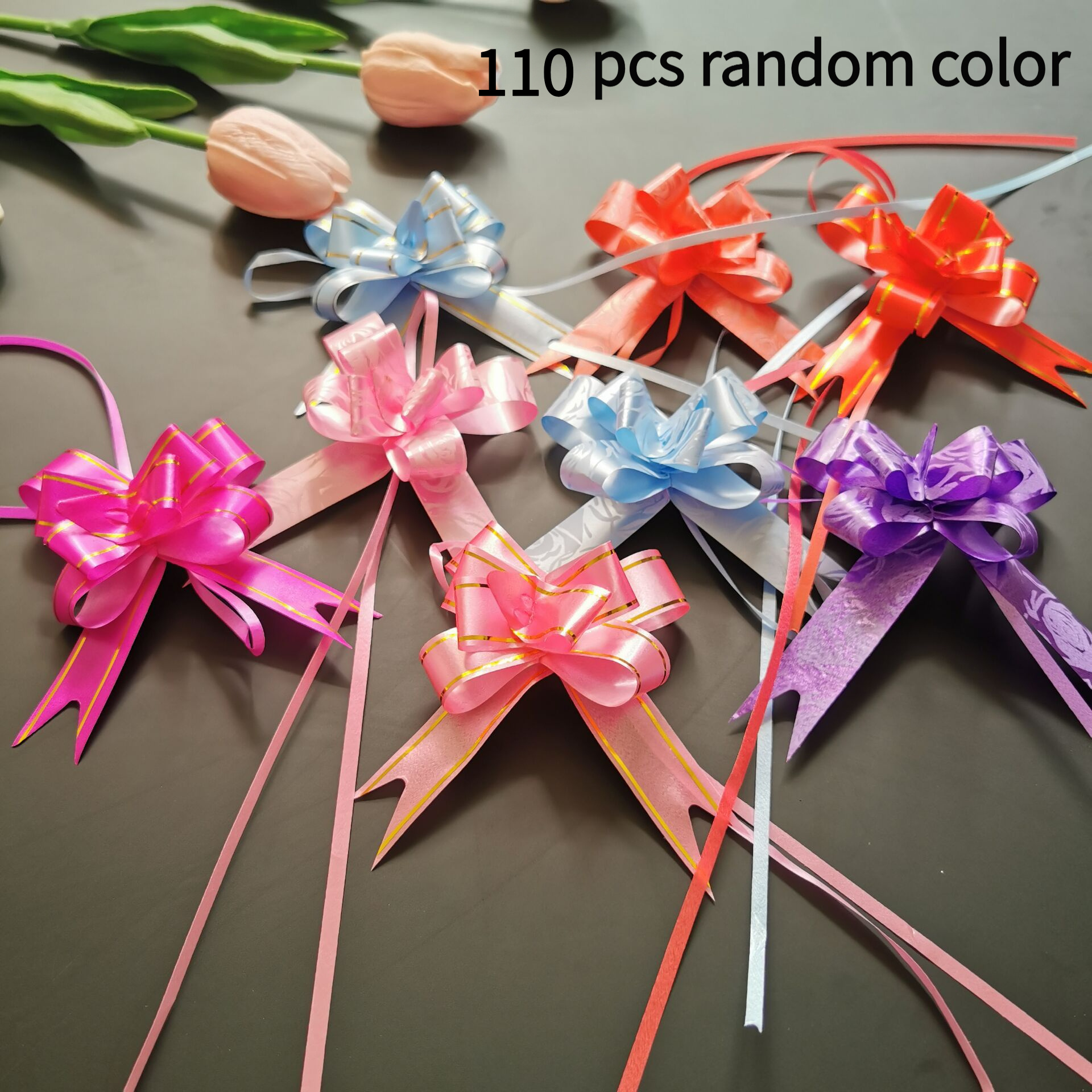 TEMU Lot de 110 nœuds papillon réutilisables à , couleurs aléatoires (couleurs assorties) - Nœuds en satin extensibles pour cadeaux, Noël,