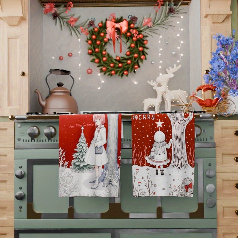 2pcs 18 by 66.04 cm christmas decorations soft towel christmas kitchen towel christmas towel soft merry christmas ulsoj details 0