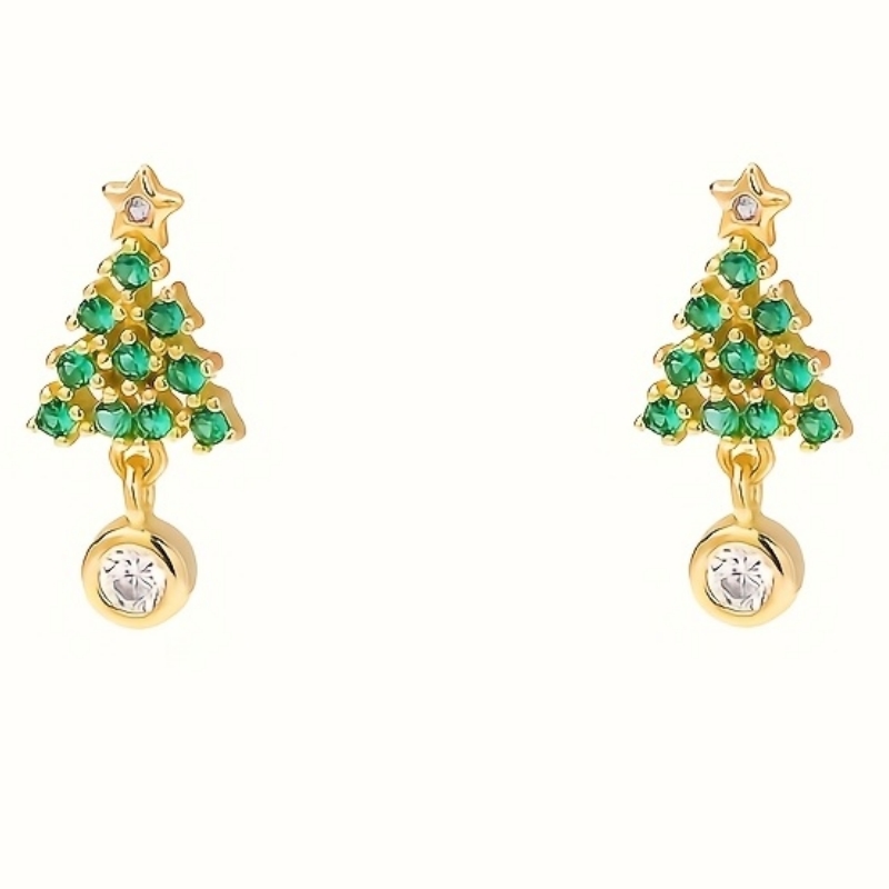 TEMU Orecchini a READKISS da donna con zirconi sintetici placcati a forma di albero - Eleganti gioielli Albero della Vita adatti per uso , feste e