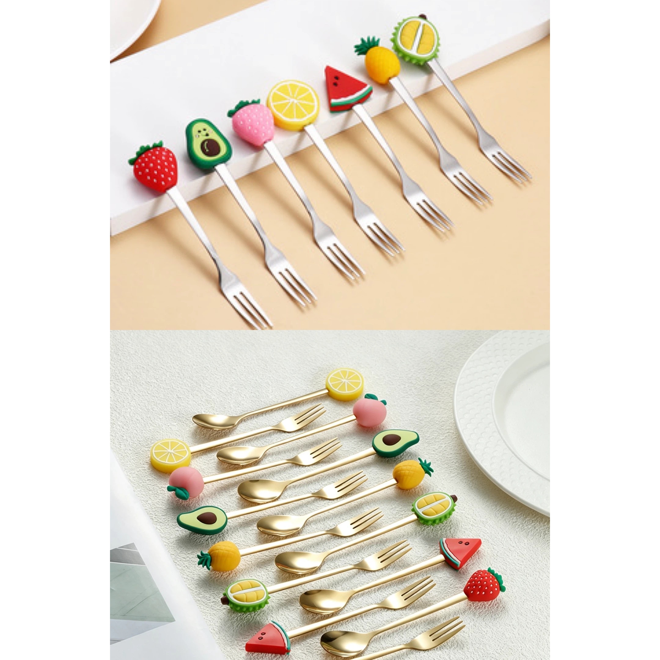 TEMU Lot de 3 à fruits en acier inoxydable, à dessert mignonnes de dessin animé, adaptées pour gâteaux et fruits, mélangeurs pour cocktails et thés ,