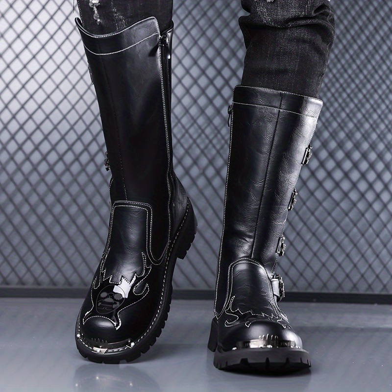 a pair mens heavy duty motorcycle boots vintage punk style - Temu Oman