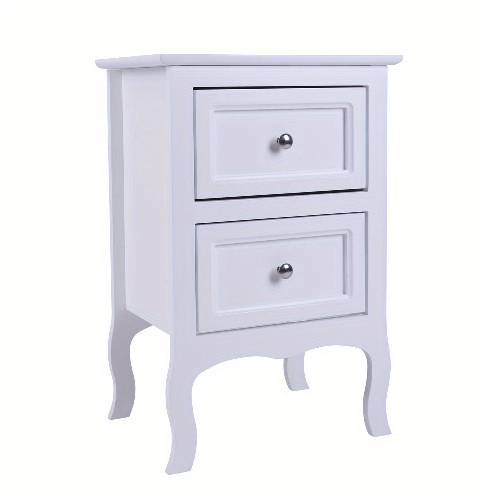 TEMU Regular/ Upgraded White Bedside Table, Painted Mdf, 2 Drawers, Style Farmhouse Style 1pc