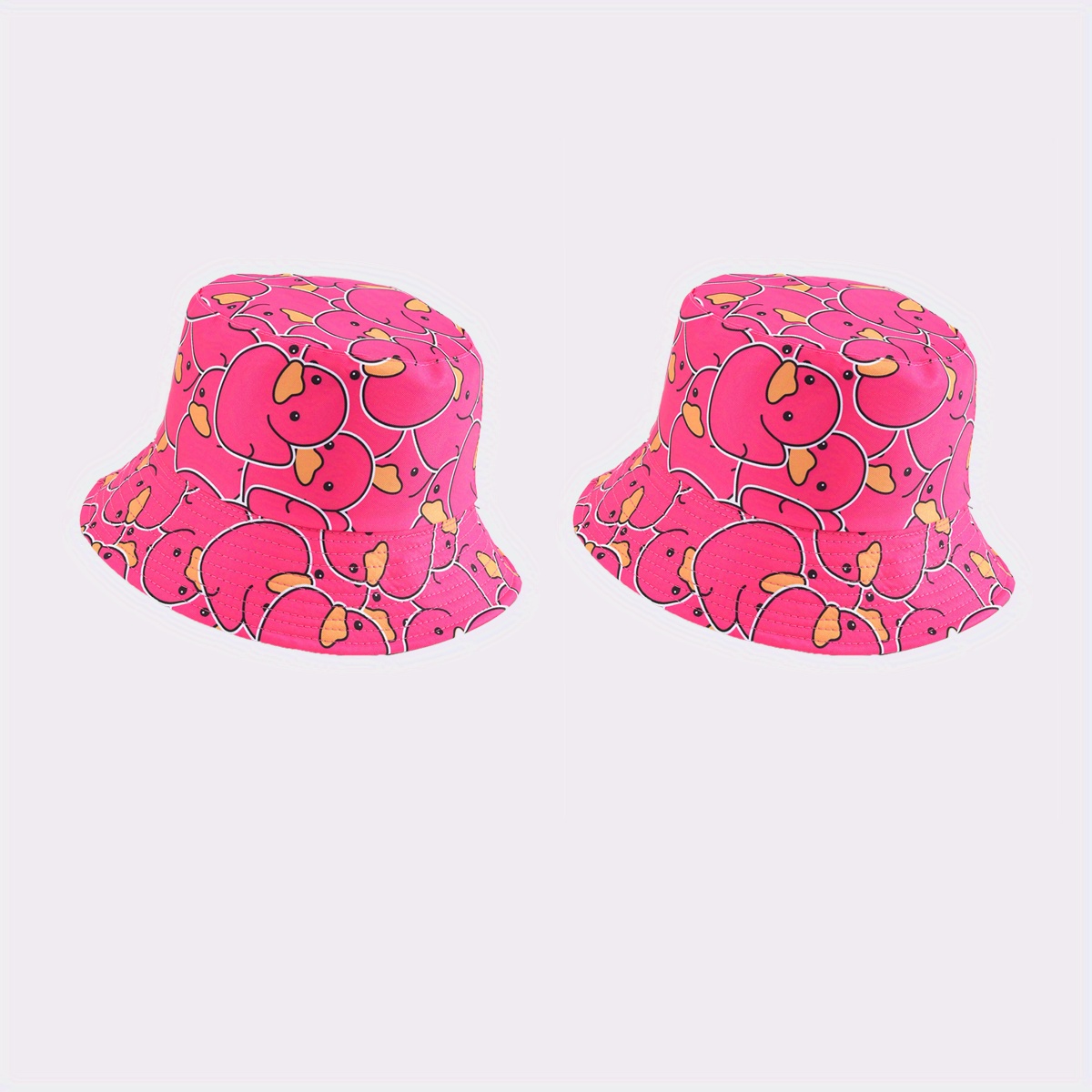 TEMU 2-pack 2024 Summer New Double-sided Wearable Bucket Hat, Print Little Yellow Duck Bucket Hat For Summer Outdoor Travel And Beach