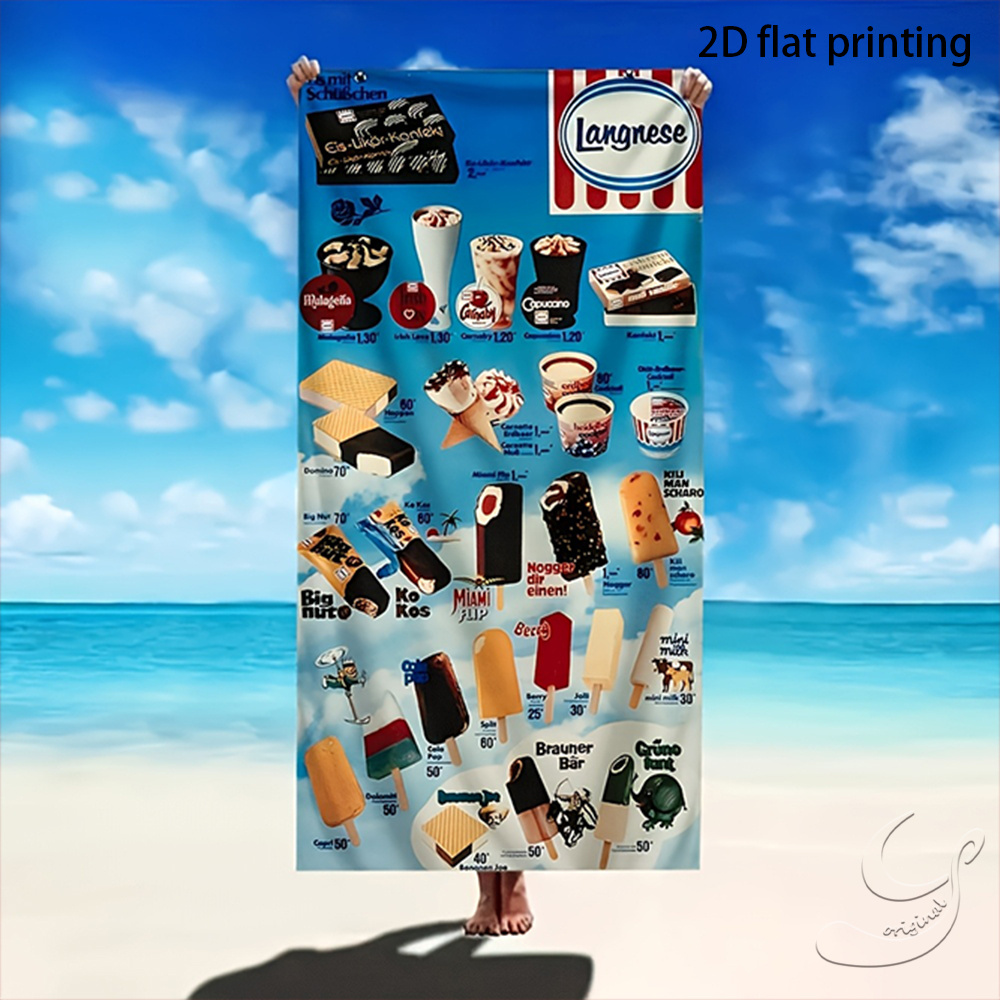 TEMU 2d Flat, 2d Flat - 1pc Print Beach Towel, Absorbent Towel For Seaside Vacations, Multifunctional Quick-dry, Sand-proof, Lightweight And Portable