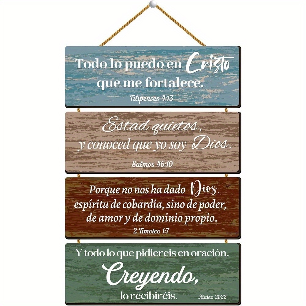 Decoración De Pared Con Versículos Bíblicos Cristianos - Placa Colgante  Floral Con Citas Inspiradoras De Las * (1 * 5:7, Lucas 1:39 * 8:28, 1  Corintios 10:13) - Decoración Religiosa De Estilo * Para, image size:1000x1000