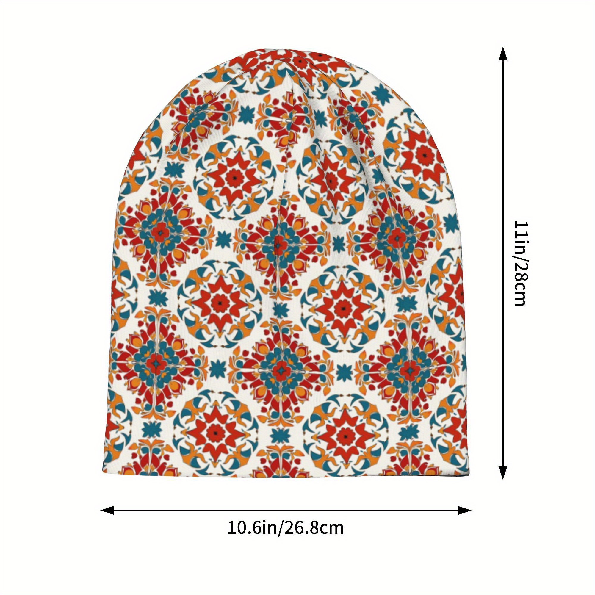 Stylish Floral Pattern Hat Set with Beanies & Earmuffs