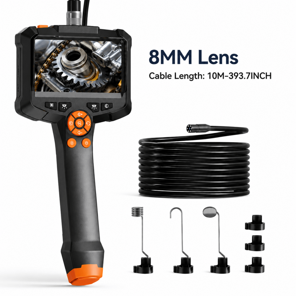 TEMU Telecamera endoscopica industriale IPS da 4,3' 1080P HD, boroscopio IP67 con zoom ottico 2X, 8 LED regolabili, batteria Type-C da 2000mAh, senza