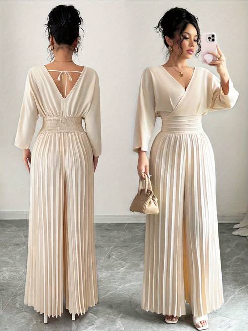 lady beige elegant vacation jumpsuit