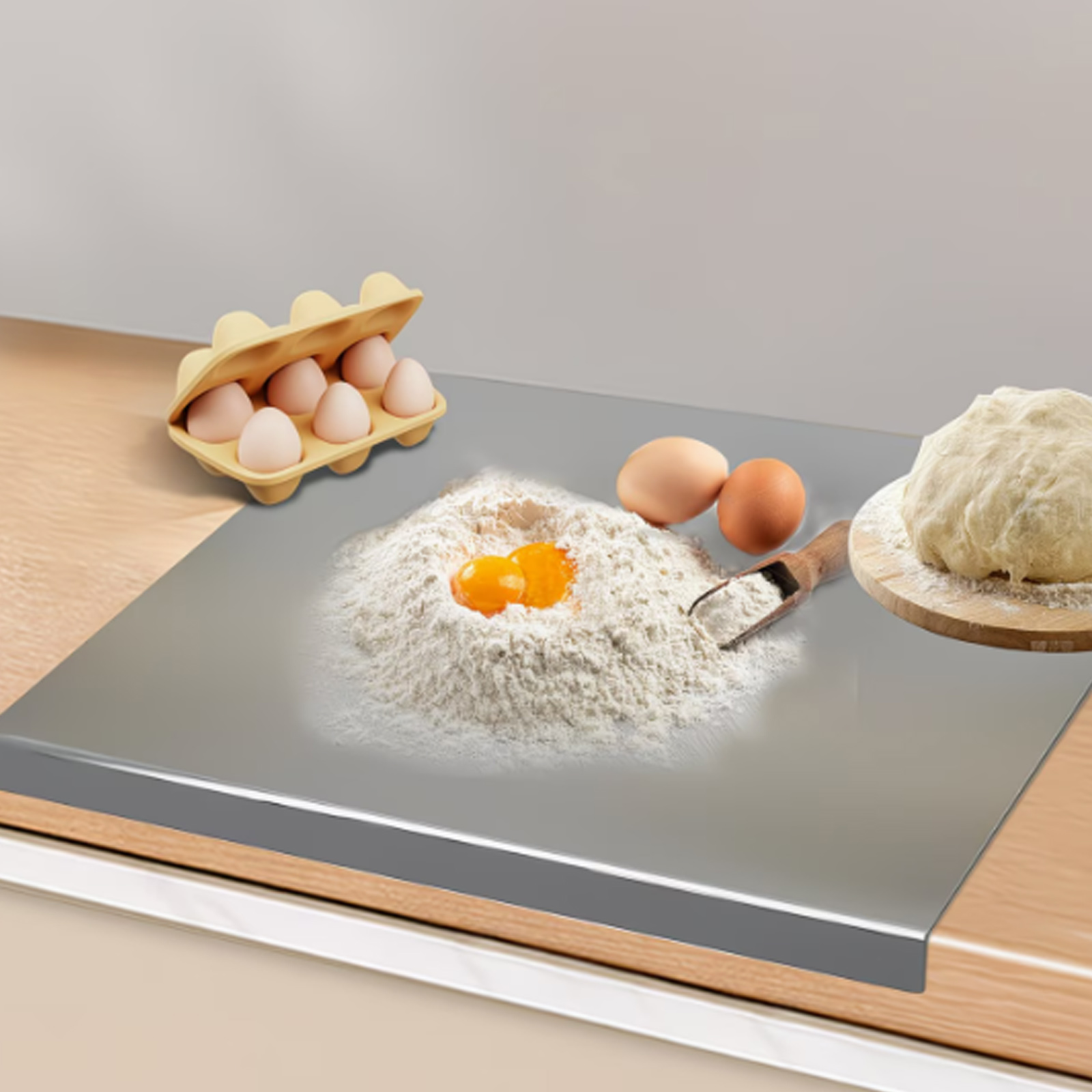 TEMU Large Stainless Steel Cutting Board - Double-sided, Durable, And Hygienic Kitchen Countertop Protector, Suitable For Chefs And Home Cooks,