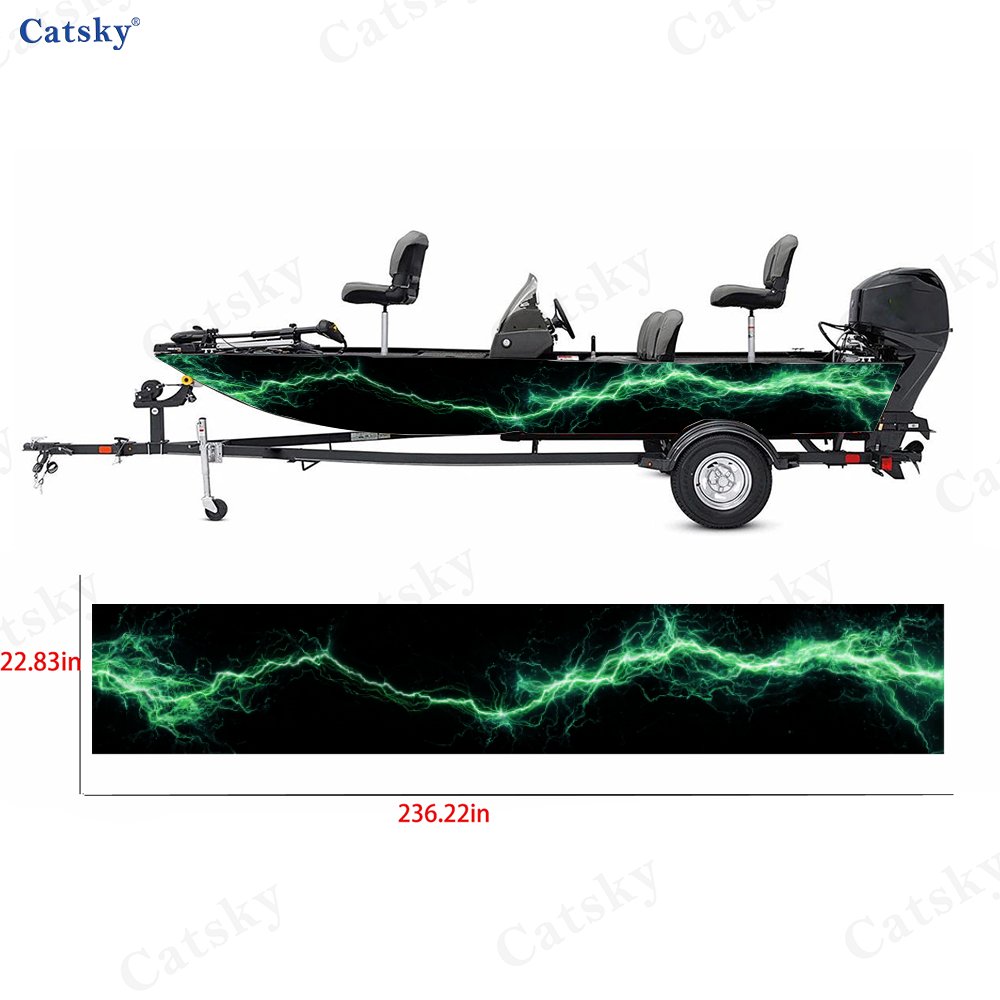 2pcs Self-Adhesive PVC Sticker for Boats, Cloud and Lightning Designs